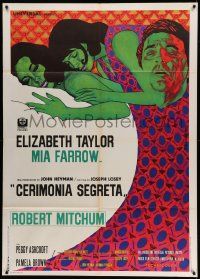 5p249 SECRET CEREMONY Italian 1p '69 Elizabeth Taylor, Mia Farrow, Mitchum, different Iaia art!
