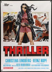 5p262 THEY CALL HER ONE EYE Italian 1p '74 cult classic, best art of Christina Lindberg, Thriller!