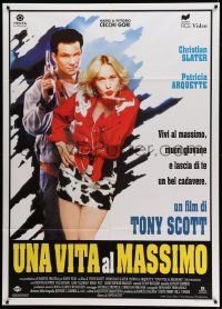 5p266 TRUE ROMANCE Italian 1p '93 Christian Slater, Patricia Arquette, written by Quentin Tarantino