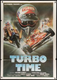 5p268 TURBO TIME Italian 1p '83 cool Formula One car & motorcycle racing art by Enzo Sciotti!