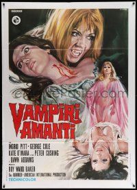 5p276 VAMPIRE LOVERS Italian 1p '72 best different art of sexy blood-nymphs by Renato Casaro!