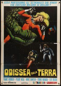 5p288 X FROM OUTER SPACE Italian 1p '69 best different art of big monster hand grabbing sexy girl!
