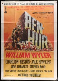 5p056 BEN-HUR Italian 2p R80s Charlton Heston, William Wyler classic religious epic, Brini art!