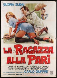 5p057 BEST Italian 2p '76 great artwork of sexy Gloria Guida seducing man without pants!