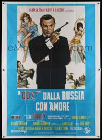 5p071 FROM RUSSIA WITH LOVE Italian 2p R70s great art of Connery as James Bond w/ sexy girls!