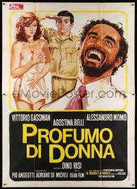 5p092 SCENT OF A WOMAN Italian 2p '76 art of Vittorio Gassman & sexy naked Agonstina Belli!