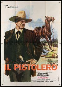 5p094 SHOOTIST Italian 2p '76 different artwork of cowboy John Wayne & horse by Averardo Ciriello!
