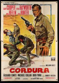 5p102 THEY CAME TO CORDURA Italian 2p R60s different art of Gary Cooper with gun & Rita Hayworth!