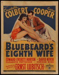 5p334 BLUEBEARD'S EIGHTH WIFE WC '38 sexy Claudette Colbert & Gary Cooper, Ernst Lubitsch