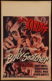 5p336 BODY SNATCHER WC '45 art of Boris Karloff robbing body from graveyard!