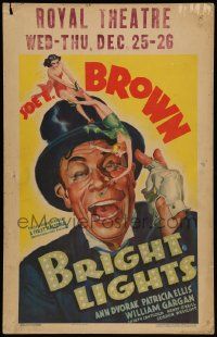 5p343 BRIGHT LIGHTS WC '35 wonderful art of Joe E. Brown in tux with tiny sexy girls!