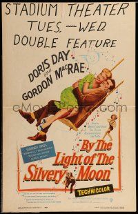 5p346 BY THE LIGHT OF THE SILVERY MOON WC '53 great romantic artwork of Doris Day & Gordon McRae!