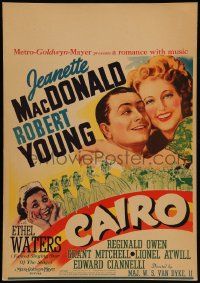 5p347 CAIRO WC '42 romantic art of Jeanette MacDonald & Robert Young, Ethel Waters!