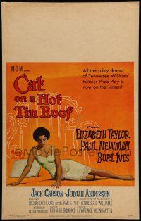 5p353 CAT ON A HOT TIN ROOF WC '58 classic artwork of Elizabeth Taylor as Maggie the Cat!