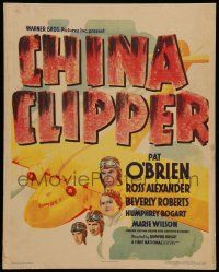 5p363 CHINA CLIPPER WC '36 art of plane & floating heads of top cast, early low-billed Bogart!