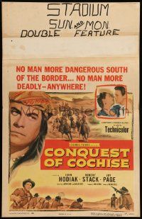 5p370 CONQUEST OF COCHISE WC '53 art of Native American John Hodiak, no man more deadly!