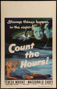 5p372 COUNT THE HOURS WC '53 Don Siegel, art of sexy bad girl Adele Mara in low-cut dress!