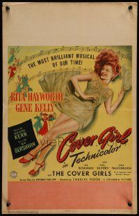 5p373 COVER GIRL WC '44 sexiest full-length Rita Hayworth laying down with flowing red hair!