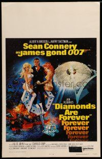 5p385 DIAMONDS ARE FOREVER WC '71 art of Sean Connery as James Bond 007 by Robert McGinnis!