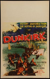 5p392 DUNKIRK WC '58 great World War II art of thousands of armed soldiers evacuating the city!