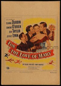 5p404 FOR THE LOVE OF MARY WC '48 pretty Deanna Durbin kissed by Jeffrey Lynn & Don Taylor!