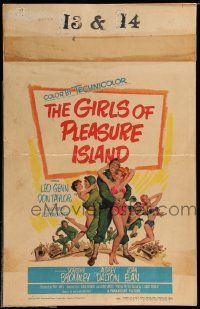 5p412 GIRLS OF PLEASURE ISLAND WC '53 Leo Genn, Don Taylor, wacky art of soldiers w/sexy girls!