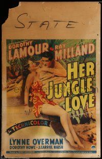 5p428 HER JUNGLE LOVE WC '38 sexy tropical beauty Dorothy Lamour wearing sarong with Ray Milland!