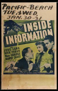 5p437 INSIDE INFORMATION WC '39 June Lang, Dick Foran, Harry Carey, cool gun image!
