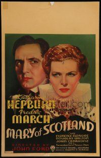 5p472 MARY OF SCOTLAND WC '36 art of Katharine Hepburn & Fredric March, directed by John Ford!