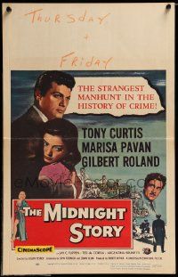5p478 MIDNIGHT STORY WC '57 Tony Curtis in the strangest San Francisco manhunt in crime's history!