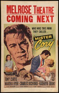 5p481 MISTER CORY WC '57 art of professional poker player Tony Curtis & kissing sexy Martha Hyer!