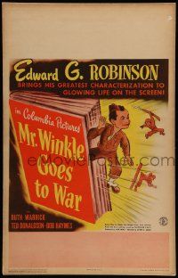 5p485 MR. WINKLE GOES TO WAR WC '44 art of Edward G. Robinson jumping from Theodore Pratt novel!