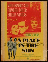 5p508 PLACE IN THE SUN WC '51 Montgomery Clift, Elizabeth Taylor, Shelley Winters, George Stevens!