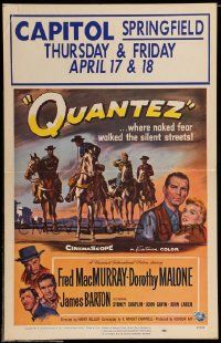 5p516 QUANTEZ WC '57 Fred MacMurray, Dorothy Malone, naked fear walked the silent streets!