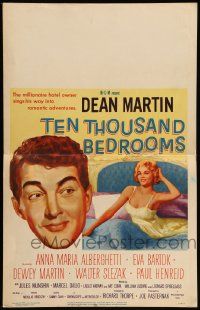5p575 TEN THOUSAND BEDROOMS WC '57 art of Dean Martin & sexy Anna Maria Alberghetti in bed!