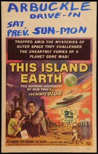 5p579 THIS ISLAND EARTH WC '55 they challenged the unearthly furies of a planet gone mad!