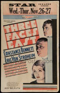 5p581 THREE FACES EAST WC '30 butler/spy Erich von Stroheim, sexy Constance Bennett!