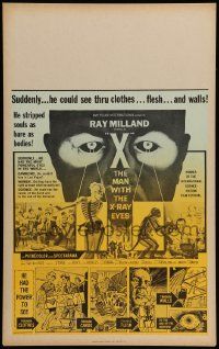 5p608 X: THE MAN WITH THE X-RAY EYES Benton WC '63 Ray Milland strips souls & bodies, cool art!