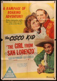 5r342 GIRL FROM SAN LORENZO Aust 1sh '50 Leo Carrillo, Duncan Renaldo as The Cisco Kid!