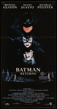 5r383 BATMAN RETURNS Aust daybill '92 Keaton, Danny DeVito, Pfeiffer, Tim Burton!