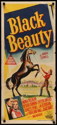5r388 BLACK BEAUTY Aust daybill '46 Mona Freman tries to tame wild stallion!