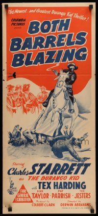5r397 BOTH BARRELS BLAZING Aust daybill '45 great images of Charles Starrett as The Durango Kid!