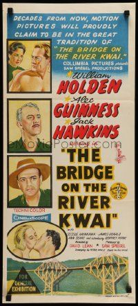 5r400 BRIDGE ON THE RIVER KWAI Aust daybill '58 William Holden, David Lean classic, stone litho!
