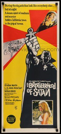 5r402 BROTHERHOOD OF SATAN Aust daybill '71 demon-spirit of madness & murder holds town in terror!