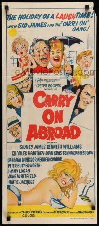 5r410 CARRY ON ABROAD Aust daybill '72 Sidney James, Kenneth Williams, English sex!