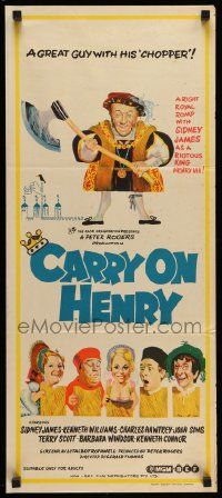 5r413 CARRY ON HENRY VIII Aust daybill '72 Sidney James, Gerald Thomas historic English comedy