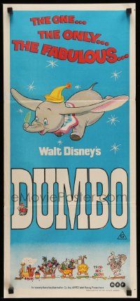 5r438 DUMBO Aust daybill R72 colorful art from Walt Disney circus elephant classic!
