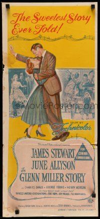5r459 GLENN MILLER STORY Aust daybill R60s James Stewart in title role,June Allyson, Louis Armstrong
