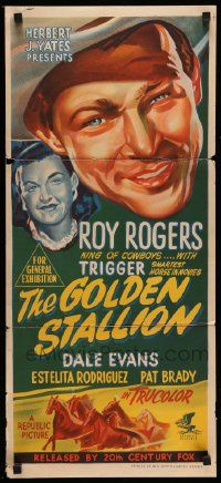5r461 GOLDEN STALLION Aust daybill '49 Roy Rogers, Evans, Trigger & Riders of the Purple Sage!