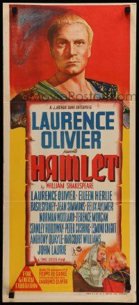 5r468 HAMLET Aust daybill '49 Laurence Olivier in William Shakespeare classic, different!